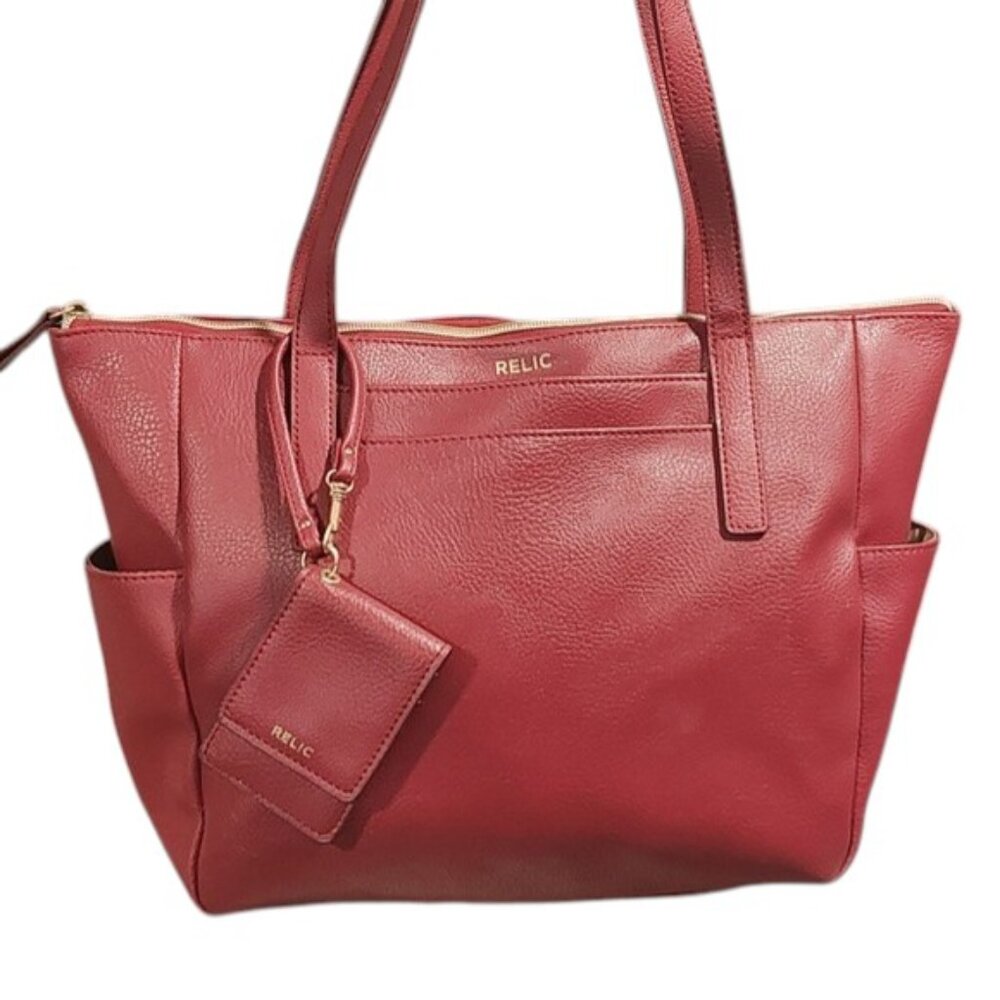 Relic | Wine Red Tote Bag | Card Holder | GUC